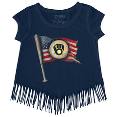 Milwaukee Brewers Tiny Turnip Girls Youth Baseball Flag Fringe T-Shirt Online