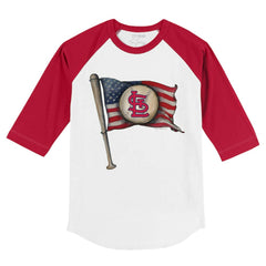 St. Louis Cardinals Tiny Turnip Youth Baseball Flag 3/4-Sleeve Raglan T-Shirt Clearance