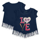 Atlanta Braves Tiny Turnip Girls Youth Baseball Love Fringe T-Shirt discount