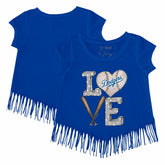 Los Angeles Dodgers Tiny Turnip Girls Youth Baseball Love Fringe T-Shirt discount