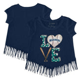 Seattle Mariners Tiny Turnip Girls Youth Baseball Love Fringe T-Shirt Lifestyle