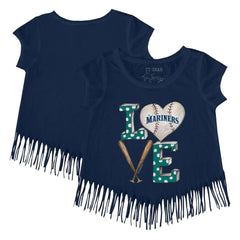 Seattle Mariners Tiny Turnip Girls Youth Baseball Love Fringe T-Shirt Lifestyle