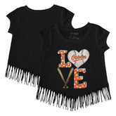 Baltimore Orioles Tiny Turnip Girls Youth Baseball Love Fringe T-Shirt Lifestyle