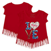 Philadelphia Phillies Tiny Turnip Girls Youth Baseball Love Fringe T-Shirt Clearance