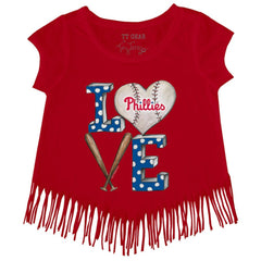 Philadelphia Phillies Tiny Turnip Girls Youth Baseball Love Fringe T-Shirt Clearance