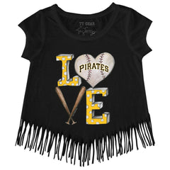 Pittsburgh Pirates Tiny Turnip Girls Youth Baseball Love Fringe T-Shirt Sale