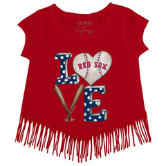 Boston Red Sox Tiny Turnip Girls Youth Baseball Love Fringe T-Shirt Lifestyle