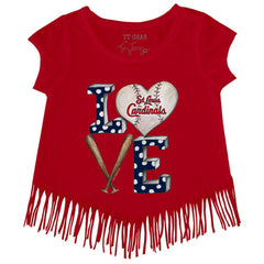 St. Louis Cardinals Tiny Turnip Girls Youth Baseball Love Fringe T-Shirt discount