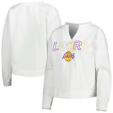 NBA - Los Angeles Lakers Concepts Sport Women's Sunray Notch Neck Long Sleeve Top - White