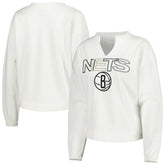 NBA - Brooklyn Nets Concepts Sport Women's Sunray Notch Neck Long Sleeve Top - White
