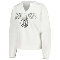 NBA - Brooklyn Nets Concepts Sport Women's Sunray Notch Neck Long Sleeve Top - White