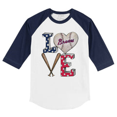 Atlanta Braves Tiny Turnip Youth Baseball Love 3/4-Sleeve Raglan T-Shirt Clearance