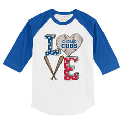 Chicago Cubs Tiny Turnip Youth Baseball Love 3/4-Sleeve Raglan T-Shirt discount