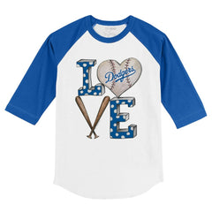 Los Angeles Dodgers Tiny Turnip Youth Baseball Love 3/4-Sleeve Raglan T-Shirt Lifestyle