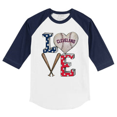 Cleveland Guardians Tiny Turnip Youth Baseball Love 3/4-Sleeve Raglan T-Shirt Online