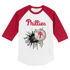 Philadelphia Phillies Tiny Turnip Youth Baseball Tear 3/4-Sleeve Raglan T-Shirt Sale