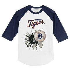 Detroit Tigers Tiny Turnip Youth Baseball Tear 3/4-Sleeve Raglan T-Shirt Clearance