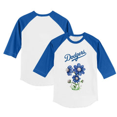 Los Angeles Dodgers Tiny Turnip Youth Blooming Baseballs 3/4-Sleeve Raglan T-Shirt Clearance