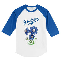 Los Angeles Dodgers Tiny Turnip Youth Blooming Baseballs 3/4-Sleeve Raglan T-Shirt Clearance