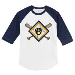 Milwaukee Brewers Tiny Turnip Youth Diamond Cross Bats 3/4-Sleeve Raglan T-Shirt for sale