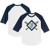 Seattle Mariners Tiny Turnip Youth Diamond Cross Bats 3/4-Sleeve Raglan T-Shirt Lifestyle
