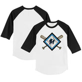 Miami Marlins Tiny Turnip Youth Diamond Cross Bats 3/4-Sleeve Raglan T-Shirt Sale