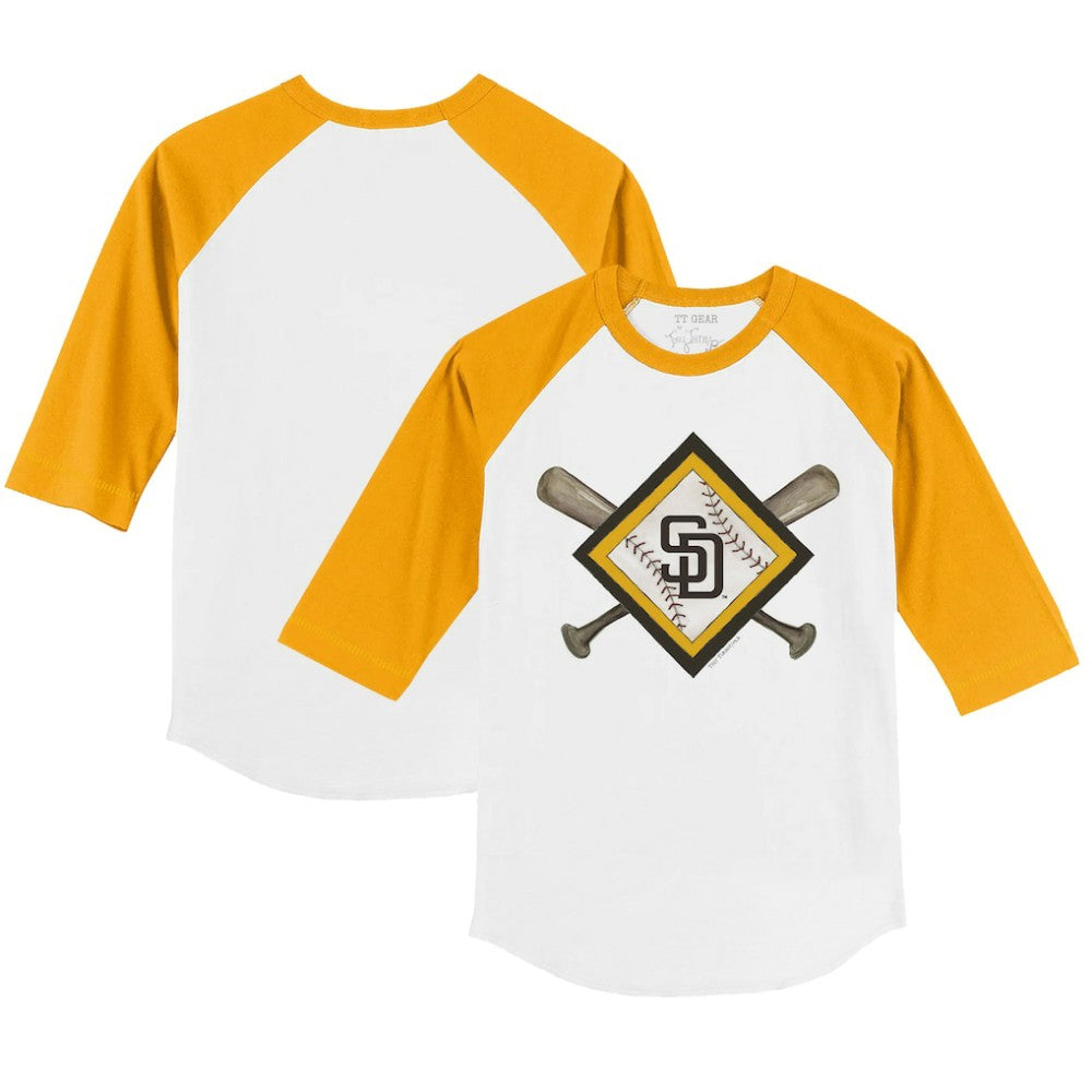 San Diego Padres Tiny Turnip Youth Diamond Cross Bats 3/4-Sleeve Raglan T-Shirt Sale