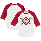 Philadelphia Phillies Tiny Turnip Youth Diamond Cross Bats 3/4-Sleeve Raglan T-Shirt Near Me
