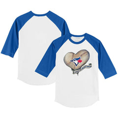 Toronto Blue Jays Tiny Turnip Youth Heart Banner 3/4-Sleeve Raglan T-Shirt for sale