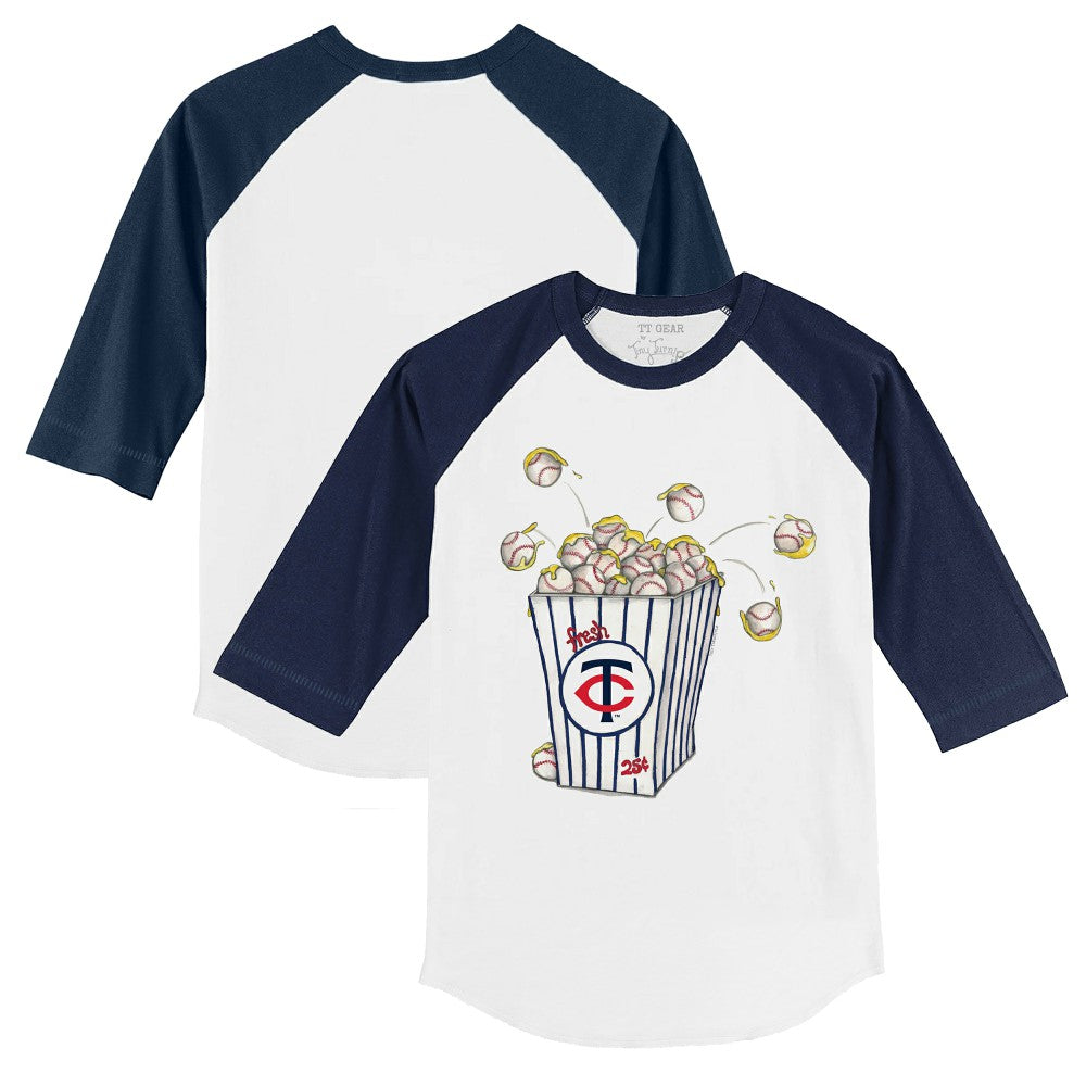 Minnesota Twins Tiny Turnip Youth Popcorn 3/4-Sleeve Raglan T-Shirt Clearance