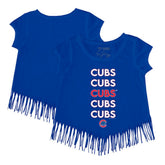 Chicago Cubs Tiny Turnip Girls Youth Stacked Fringe T-Shirt Sale