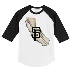 San Francisco Giants Tiny Turnip Youth State Outline 3/4-Sleeve Raglan T-Shirt for sale