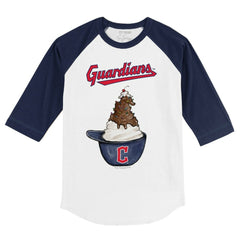 Cleveland Guardians Tiny Turnip Youth Sundae Helmet 3/4-Sleeve Raglan T-Shirt On Sale