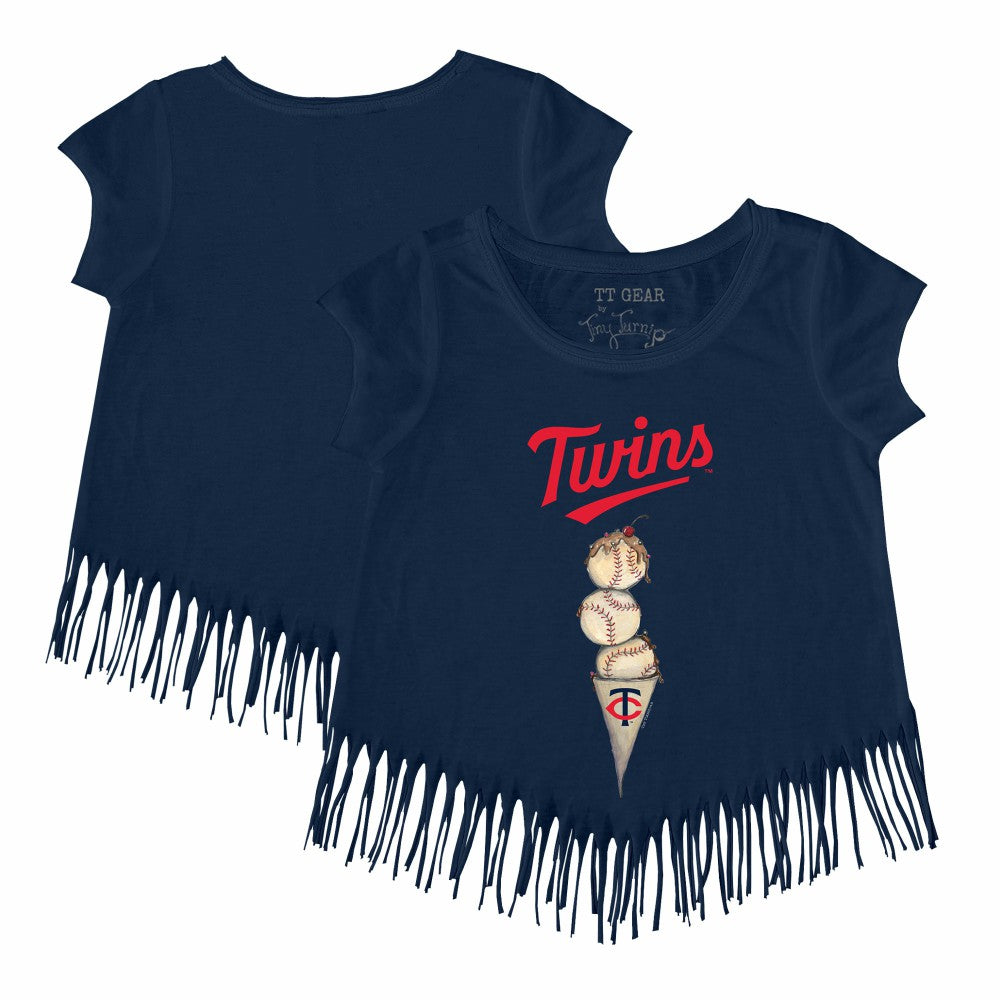 Minnesota Twins Tiny Turnip Girls Youth Triple Scoop Fringe T-Shirt Lifestyle