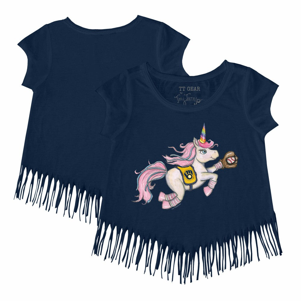 Milwaukee Brewers Tiny Turnip Girls Youth Unicorn Fringe T-Shirt Clearance