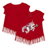 Boston Red Sox Tiny Turnip Girls Youth Unicorn Fringe T-Shirt On Sale