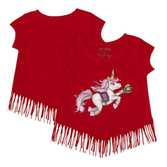 Boston Red Sox Tiny Turnip Girls Youth Unicorn Fringe T-Shirt On Sale