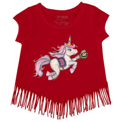 Boston Red Sox Tiny Turnip Girls Youth Unicorn Fringe T-Shirt On Sale