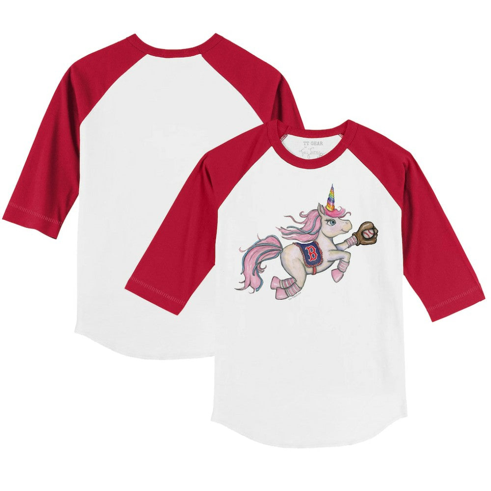 Boston Red Sox Tiny Turnip Youth Unicorn 3/4-Sleeve Raglan T-Shirt On Sale