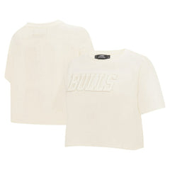 NBA - Chicago Bulls Pro Standard Women's Neutral Boxy Crop T-Shirt - Cream