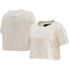 NBA - Philadelphia 76ers Pro Standard Women's Neutral Boxy Crop T-Shirt - Cream