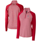 Boston Red Sox Cutter & Buck Women's Americana Logo Forge Tonal Stripe Stretch Half-Zip Pullover Top Clearance