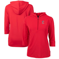 Cleveland Guardians Cutter & Buck Women's Americana Logo DryTec Virtue Eco Pique Recycled Half-Zip Pullover Hoodie Sale