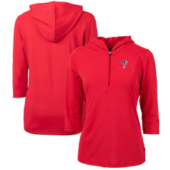Philadelphia Phillies Cutter & Buck Women's Americana Logo DryTec Virtue Eco Pique Recycled Half-Zip Pullover Hoodie Lifestyle