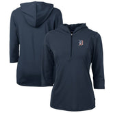Detroit Tigers Cutter & Buck Women's Americana Logo DryTec Virtue Eco Pique Recycled Half-Zip Pullover Hoodie On Sale