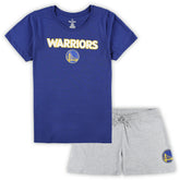 Fanatics - Golden State Warriors Women's Plus Size T-Shirt & Shorts Combo Set - Royal/Heather Gray