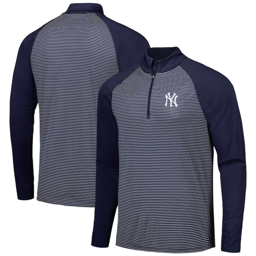 New York Yankees Levelwear Charter Striped Raglan Quarter-Zip Top discount
