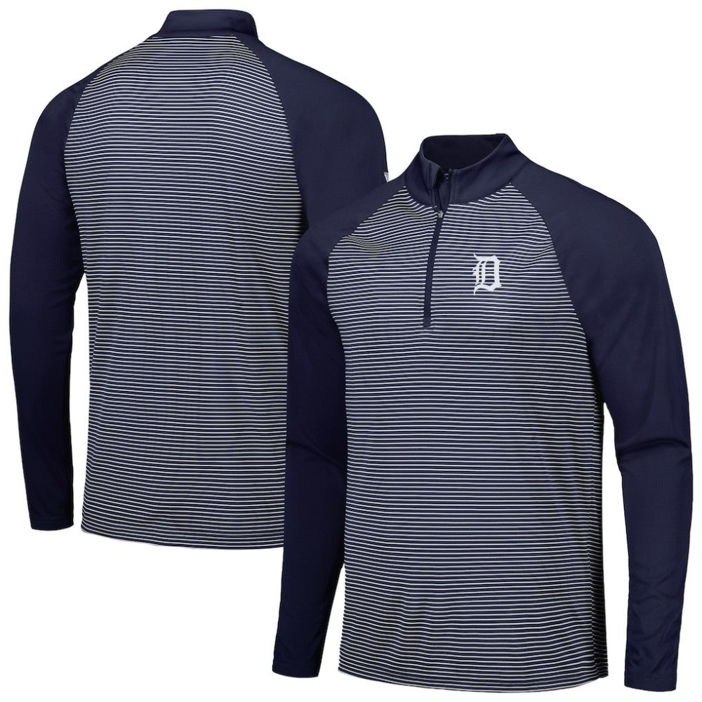 Detroit Tigers Levelwear Charter Striped Raglan Quarter-Zip Top Online