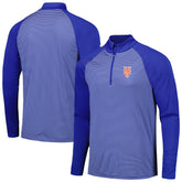 New York Mets Levelwear Charter Striped Raglan Quarter-Zip Top On Sale