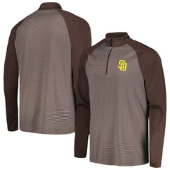 San Diego Padres Levelwear Charter Striped Raglan Quarter-Zip Top Lifestyle